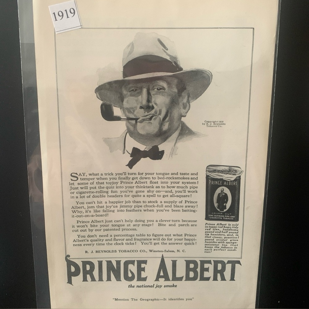 Vintage 1919 Prince Albert The National Joy Smoke Ad Advertisement